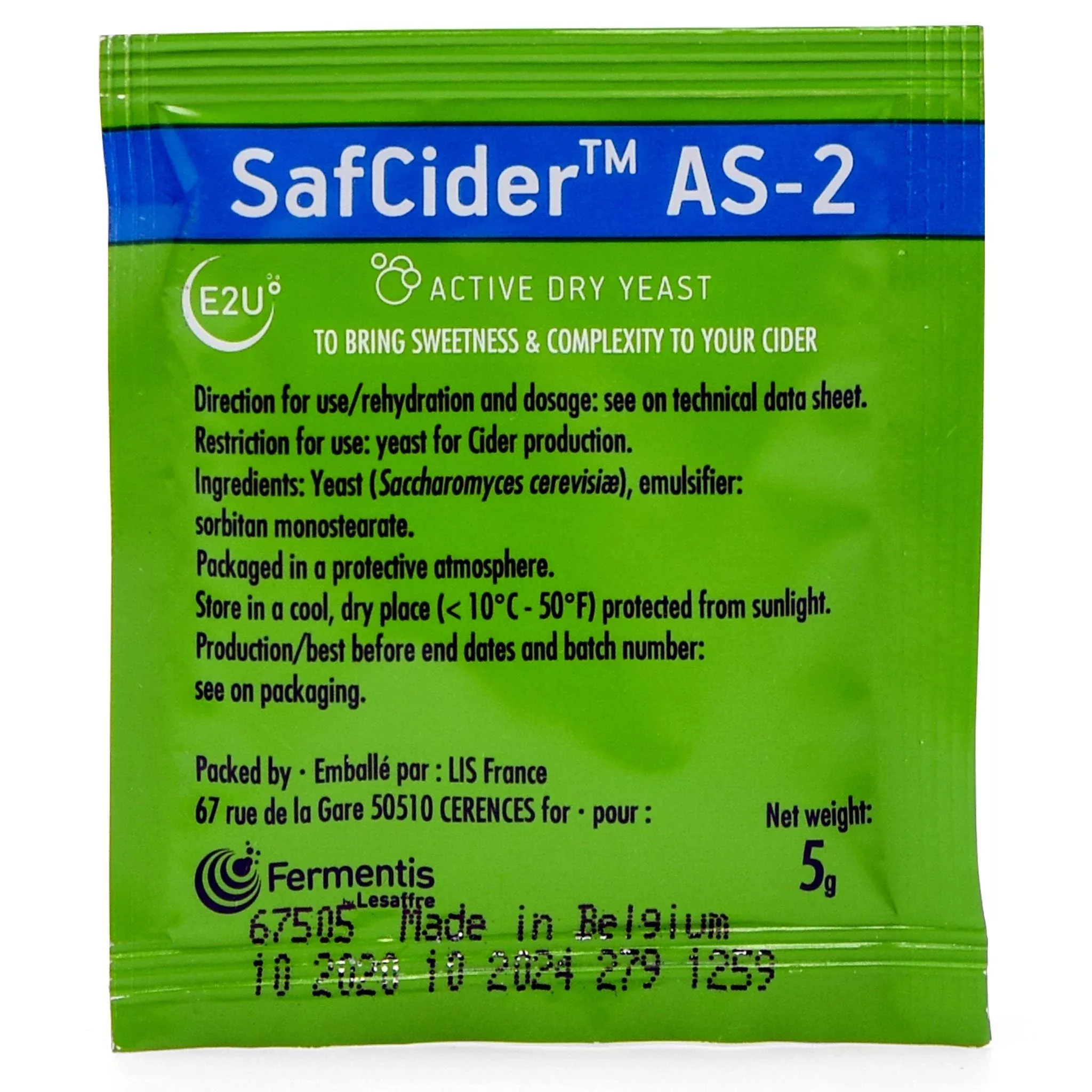 Fermentis SafCider AS-2 Dry Cider Yeast (5g) - Sweet Ciders