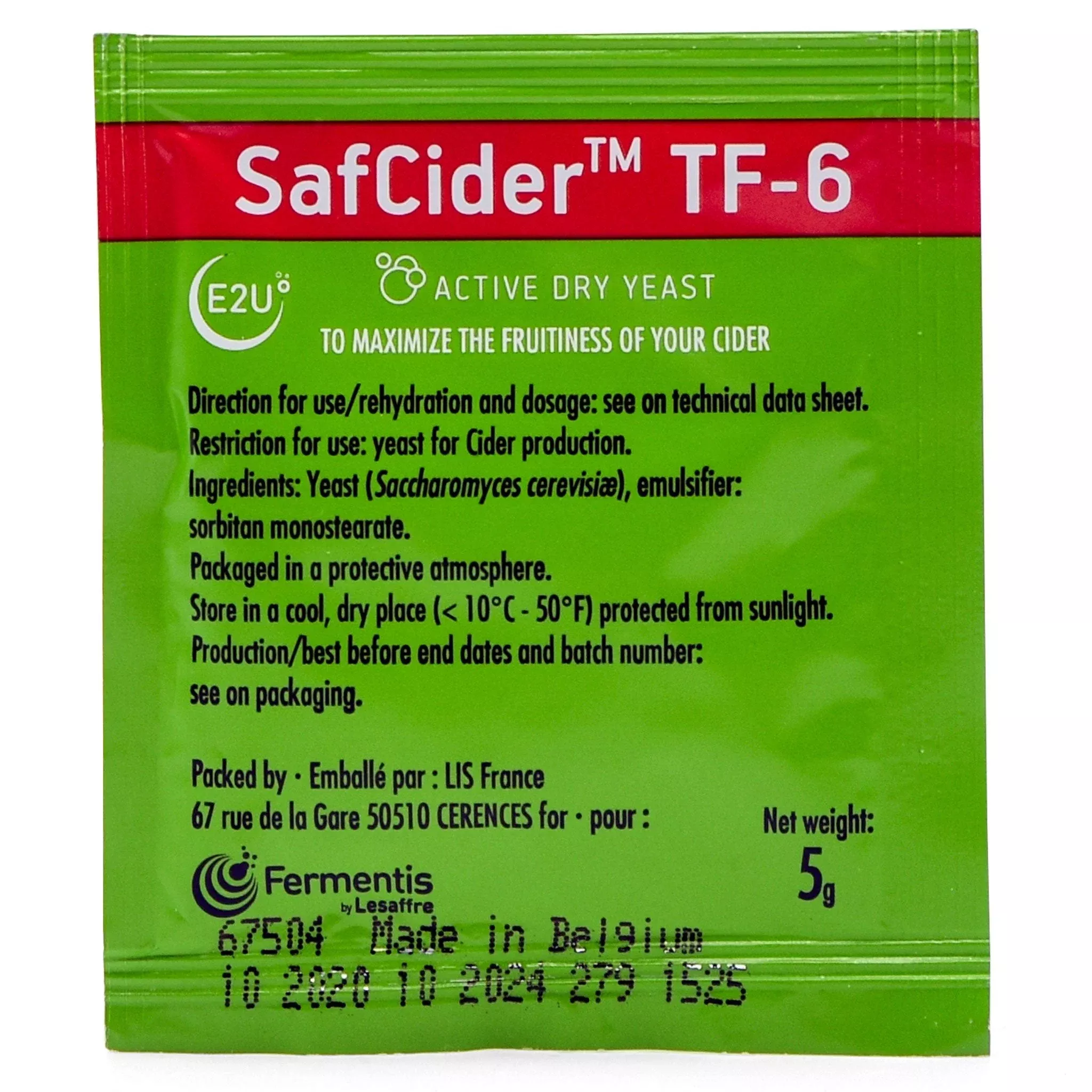 Fermentis SafCider TF-6 Dry Cider Yeast (5g) - Fruity Ciders