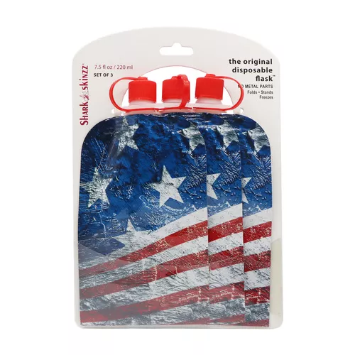 "usa Flag" ReusableDisposable 7.5 oz Flask Set